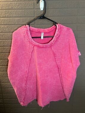 Zenana Outfitters Hot Pink Textured Boxy Tunic